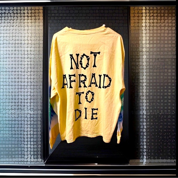 Pleasures 💯 Cotton Tie Dye Yellow Crème NOT AFRAID TO DIE Long Sleeve Shirt 1OAK - Picture 1 of 17